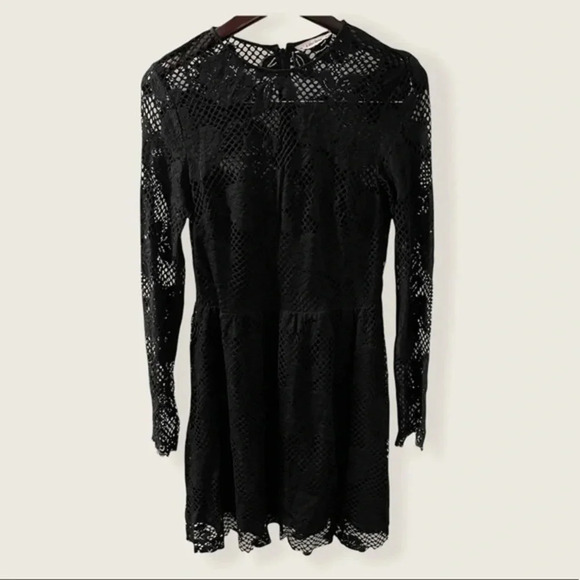 & Other Stories Long Sleeve Lace Detail Black Fit Flare Dress US 8 Black - Picture 1 of 11